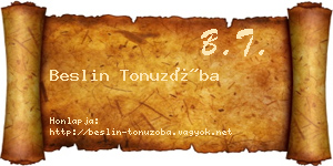 Beslin Tonuzóba névjegykártya